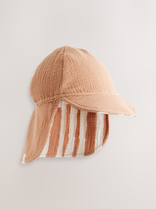 Rust Brown Stripe 100% Cotton Baby Legionnaire Hat (0mths-2yrs) image 1