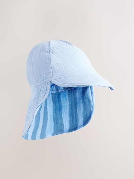 Blue Stripe 100% Cotton Baby Legionnaire Hat (0mths-2yrs) image 1
