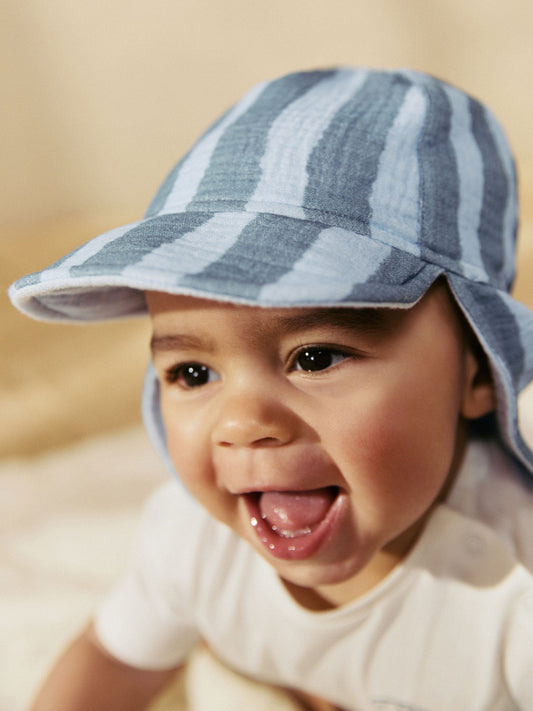 Blue Stripe 100% Cotton Baby Legionnaire Hat (0mths-2yrs) image 3