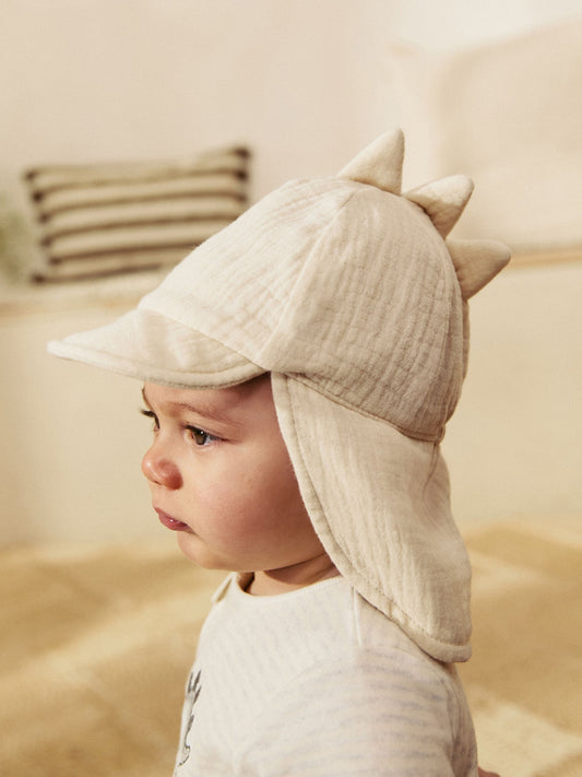 Neutral Dinosaur 100% Cotton Baby Legionnaire Hat (0mths-2yrs) image 1