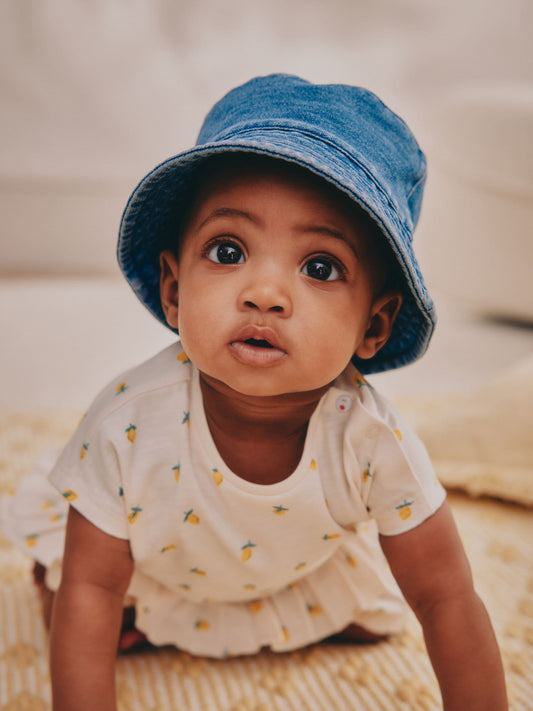 Blue Jersey 100% Cotton Baby Bucket Hat (0mths-2yrs) image 1