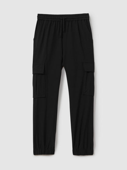 Reiss Black Lucian 3-9 yrs Technical Drawstring Trousers image 2