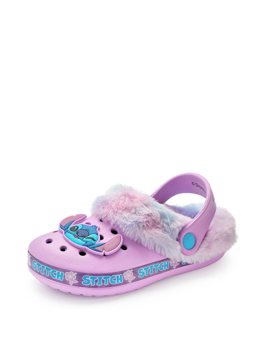 Vanilla Underground Purple Disney Stitch Girls Faux Fur Lined Clogs image 2