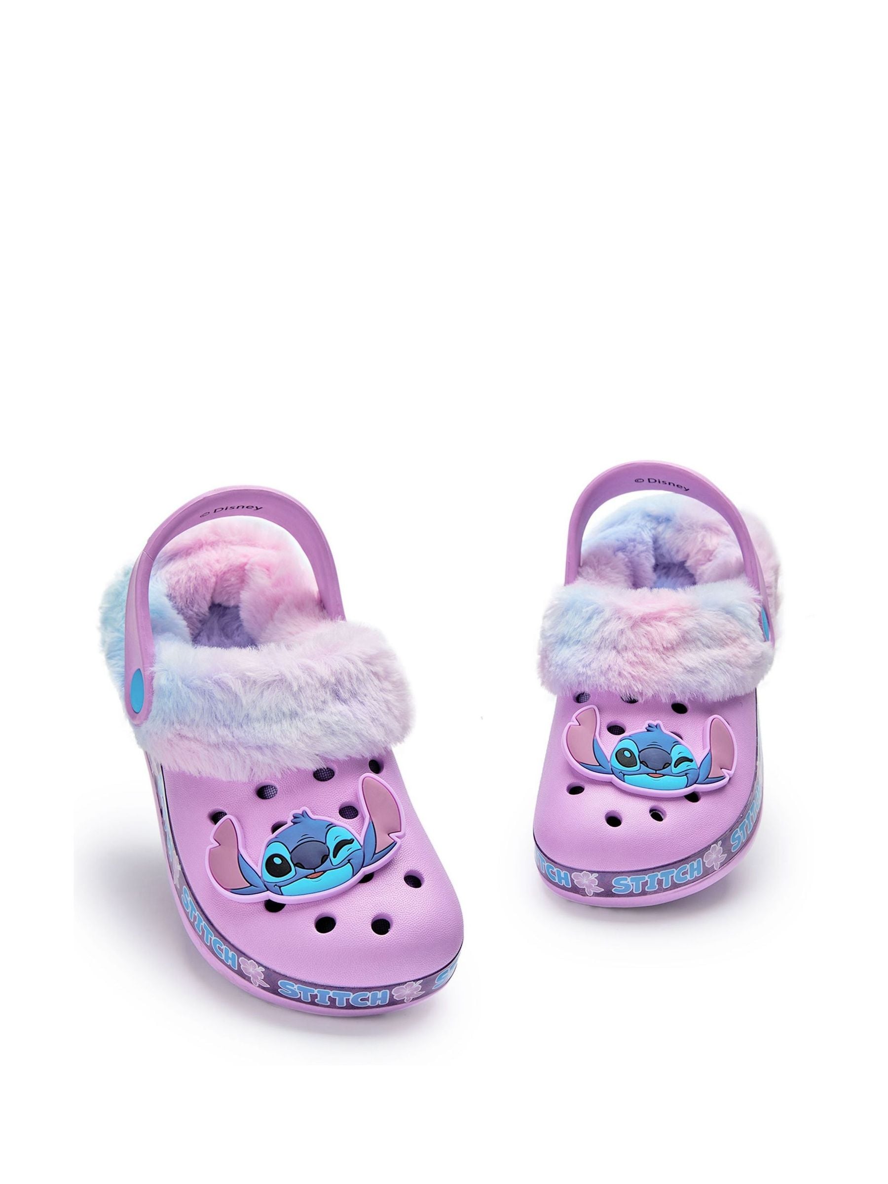 Vanilla Underground Purple Disney Stitch Girls Faux Fur Lined Clogs image 3