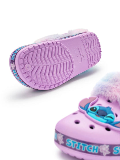 Vanilla Underground Purple Disney Stitch Girls Faux Fur Lined Clogs image 7