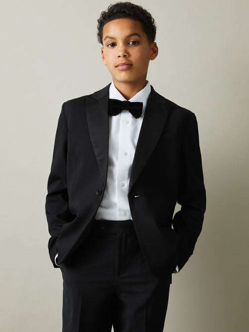 Reiss Black Knightsbridge 9-13 yrs Single-Breasted Tuxedo Blazer Wool-Blend image 1
