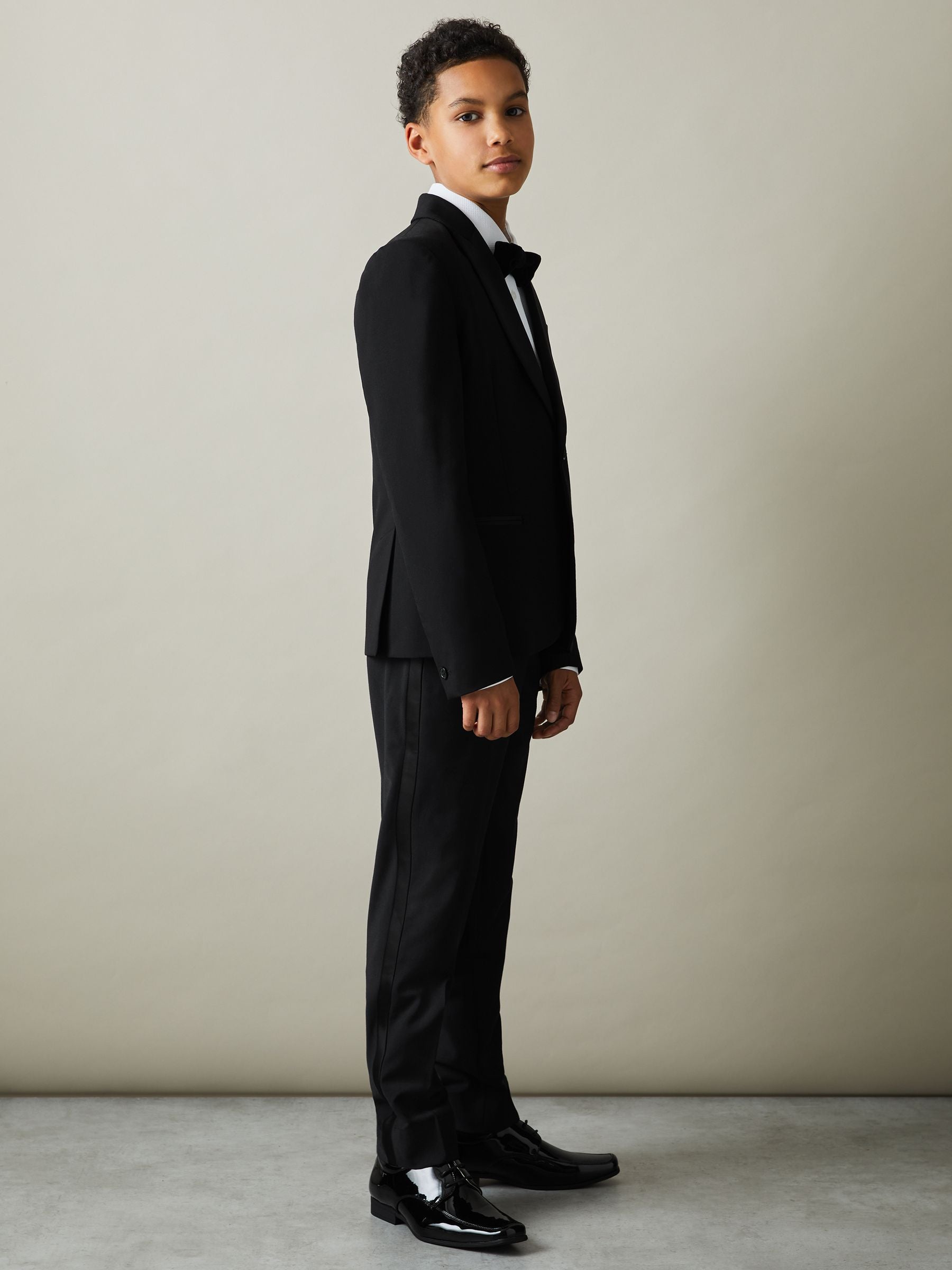 Reiss Black Knightsbridge 9-13 yrs Single-Breasted Tuxedo Blazer Wool-Blend image 3