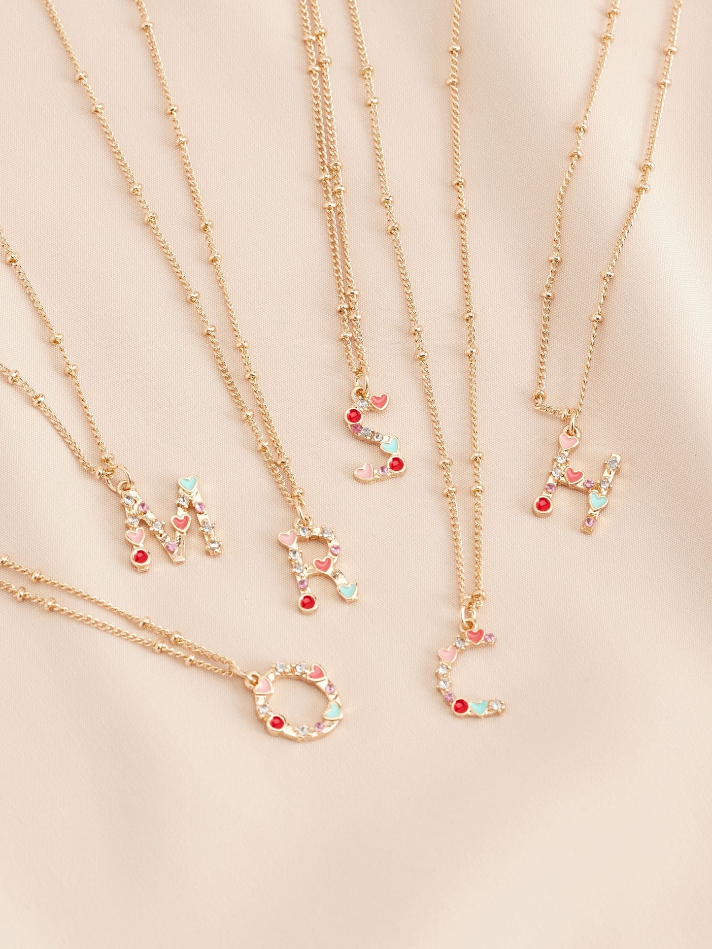 Gold Tone Initial Heart Necklace image 1