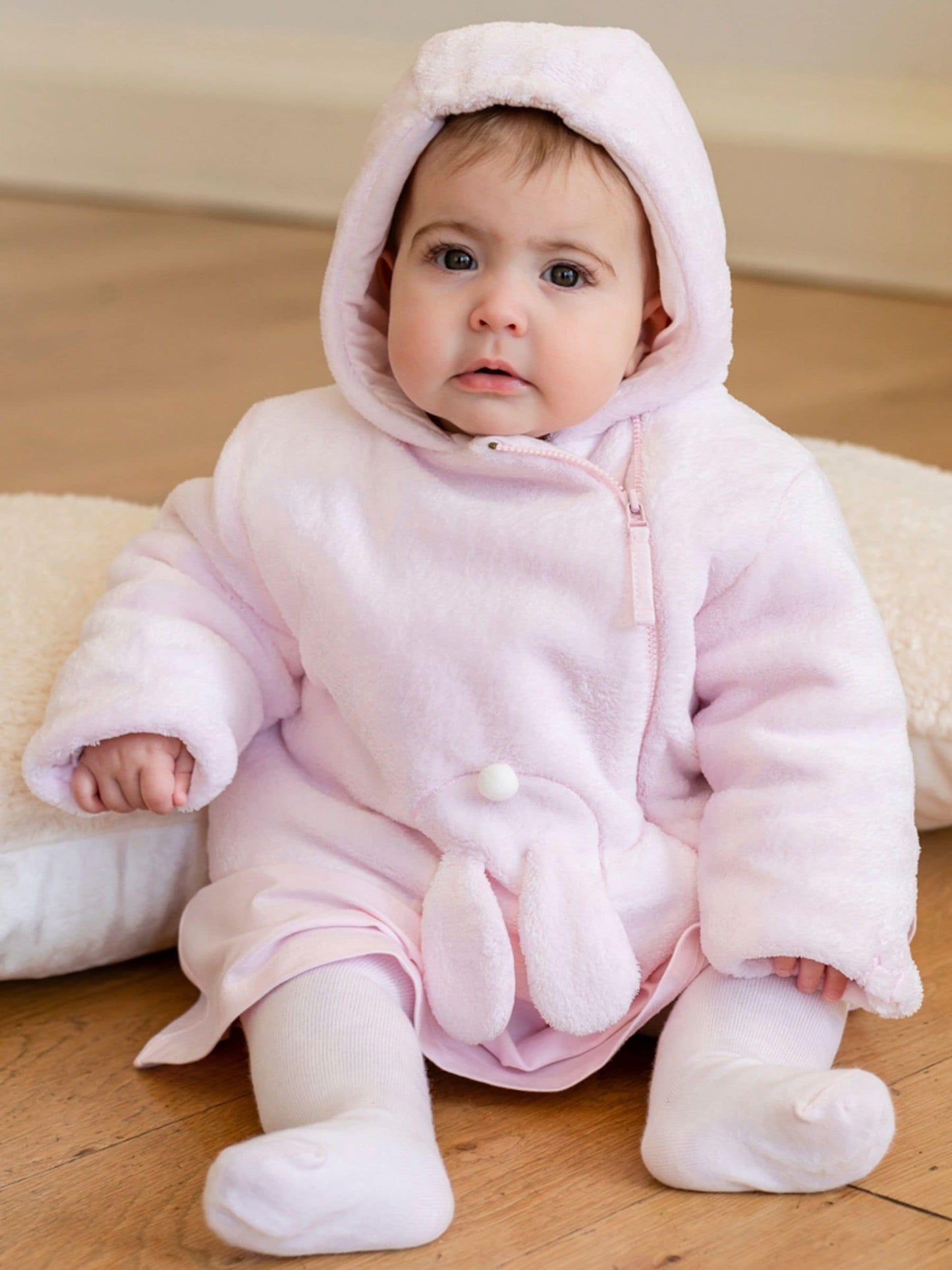 Dsiney Kidz - Emile Et Rose Pink Deep Pile Fleece Jacket With 3d Bunny And Hood image 1