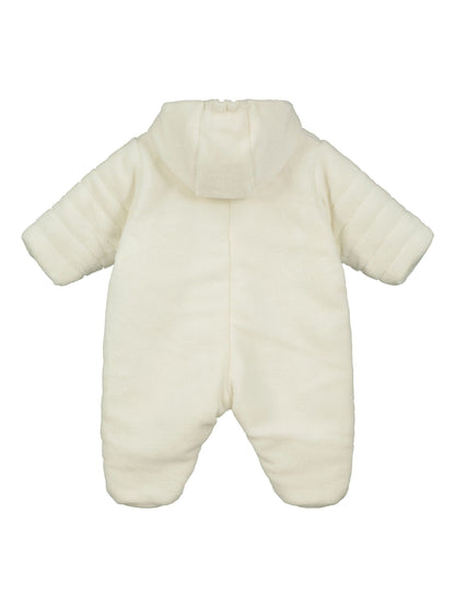 Emile Et Rose Natural Deep Pile Fleece Pramsuit With 3d Teddy image 3