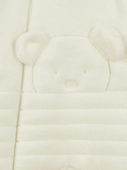 Emile Et Rose Natural Deep Pile Fleece Pramsuit With 3d Teddy image 4