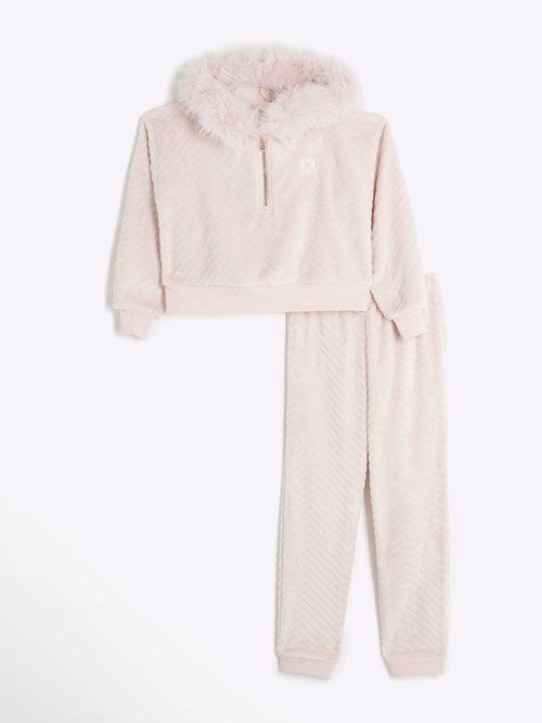 Dsiney Kidz - River Island Pink Girls Cosy Chevron Dress Set image 1