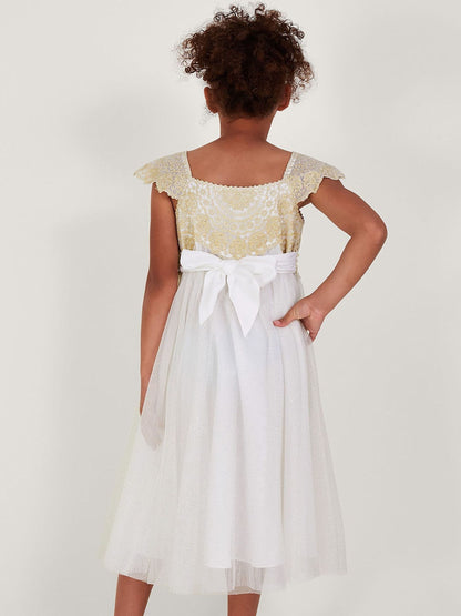 Monsoon Gold Estella Embroidered Tulle Dress image 2