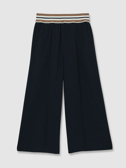 Reiss Navy Abs 4-9 yrs Stripe-Waistband Wide-Leg Trousers image 2
