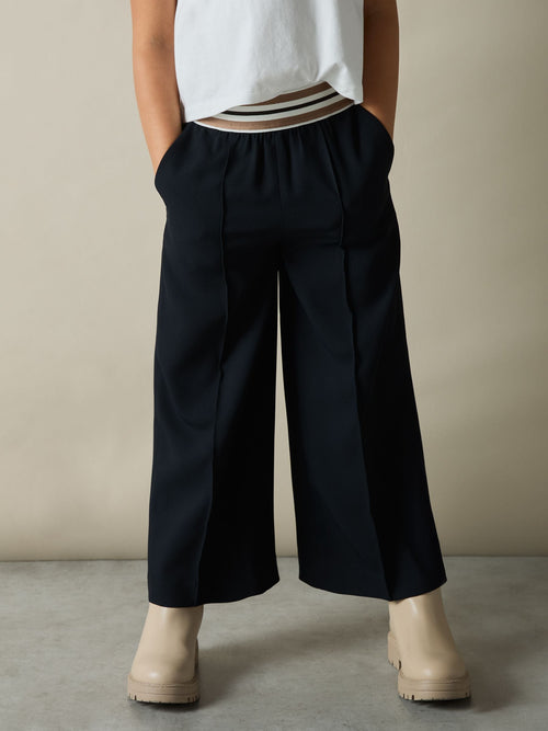 Reiss Navy Abs 9-13 yrs Stripe-Waistband Wide-Leg Trousers image 1