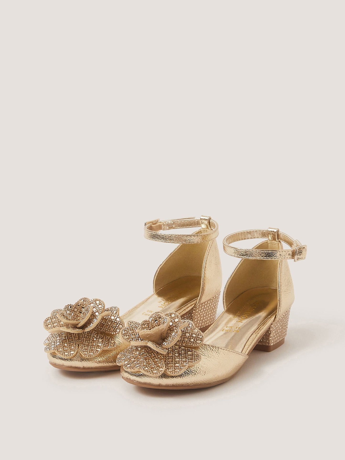 Monsoon Gold Embellished Flower Two Part Heels image 1