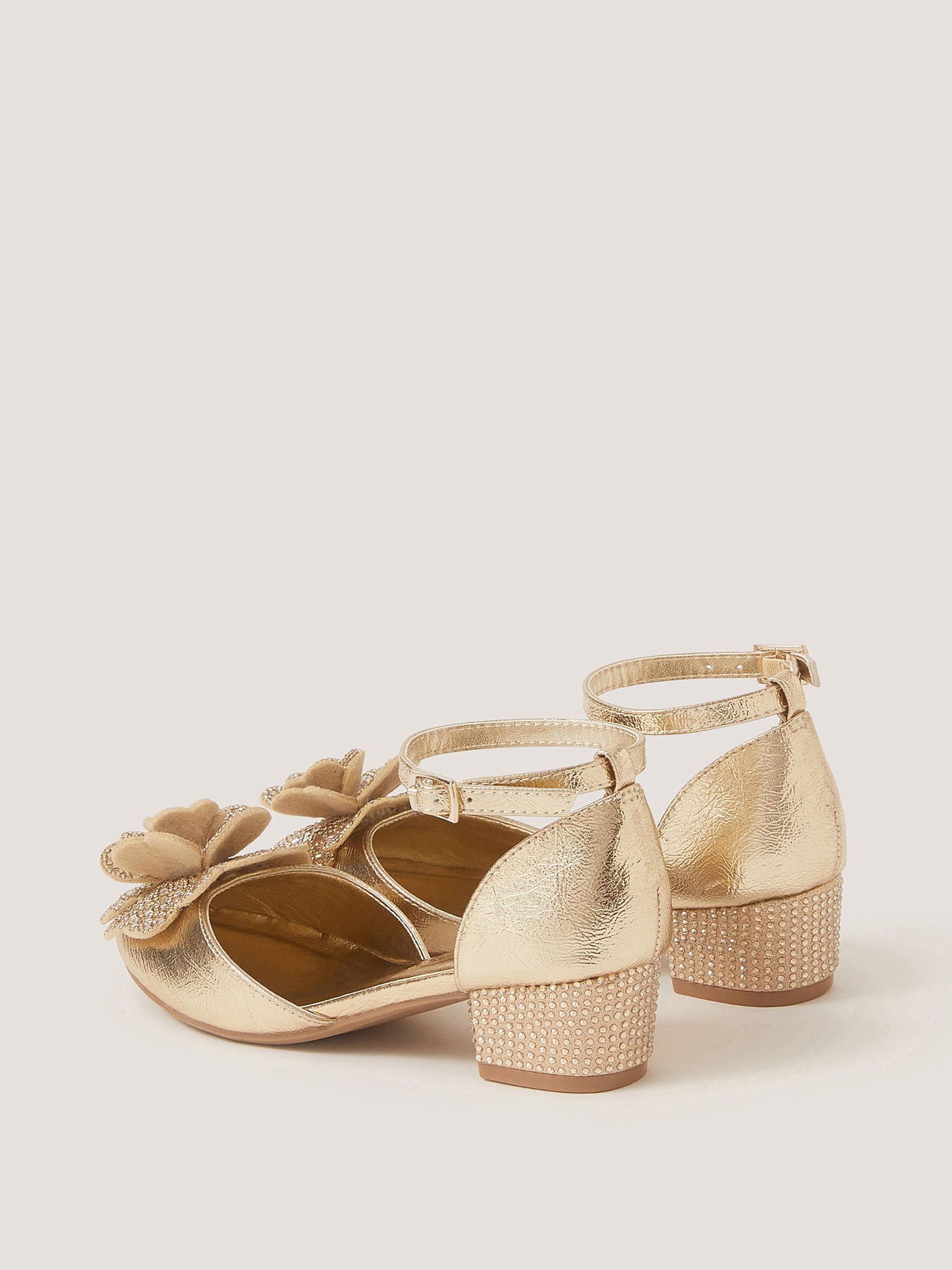 Monsoon Gold Embellished Flower Two Part Heels image 2