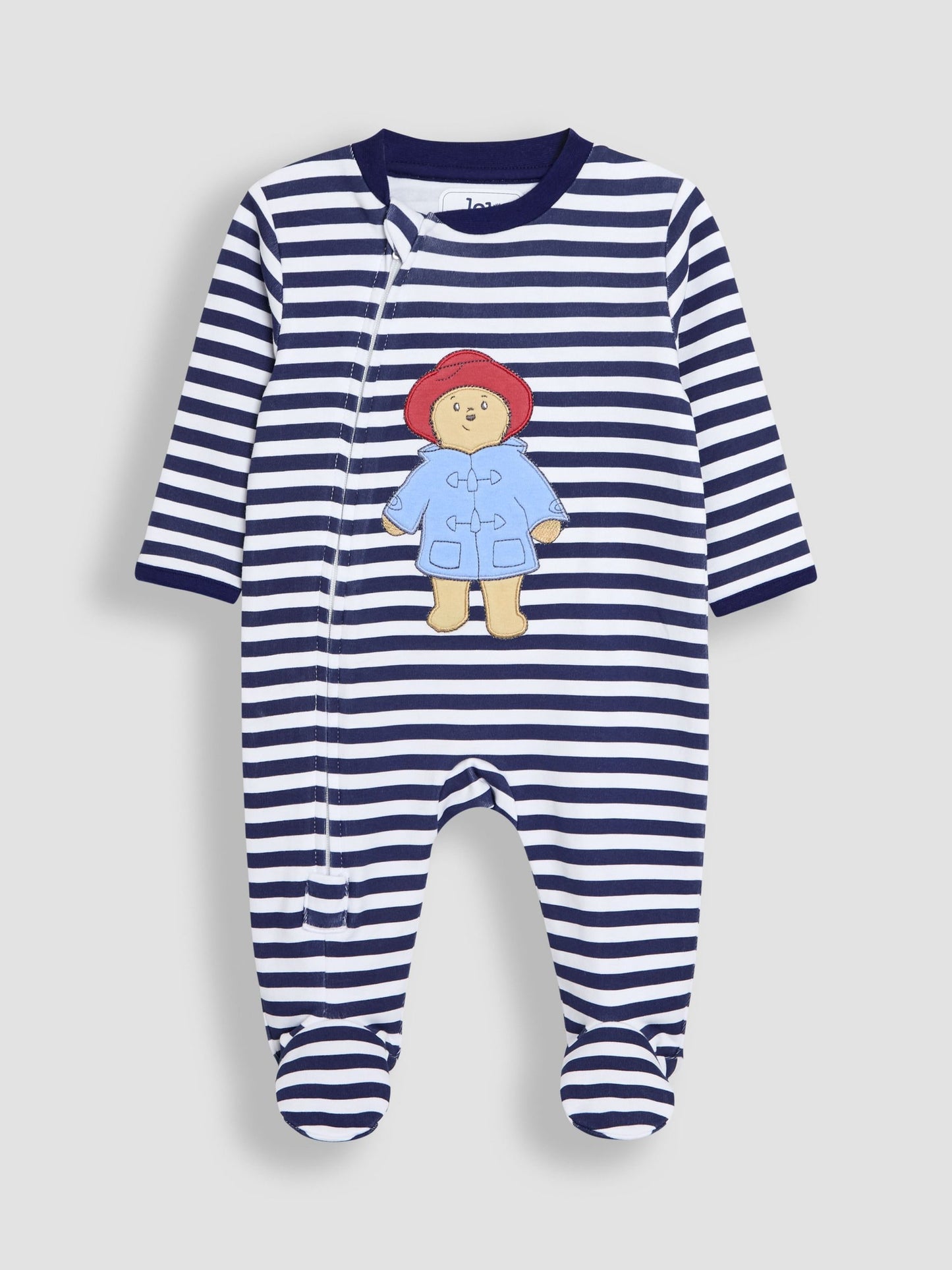 JoJo Maman Bébé Blue Striped Paddington Sleepsuit image 1