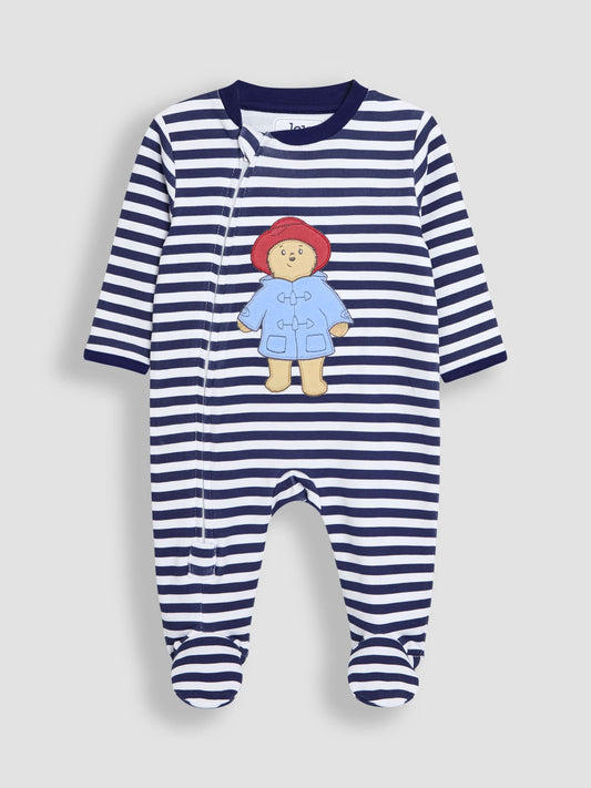 JoJo Maman Bébé Blue Striped Paddington Sleepsuit image 1