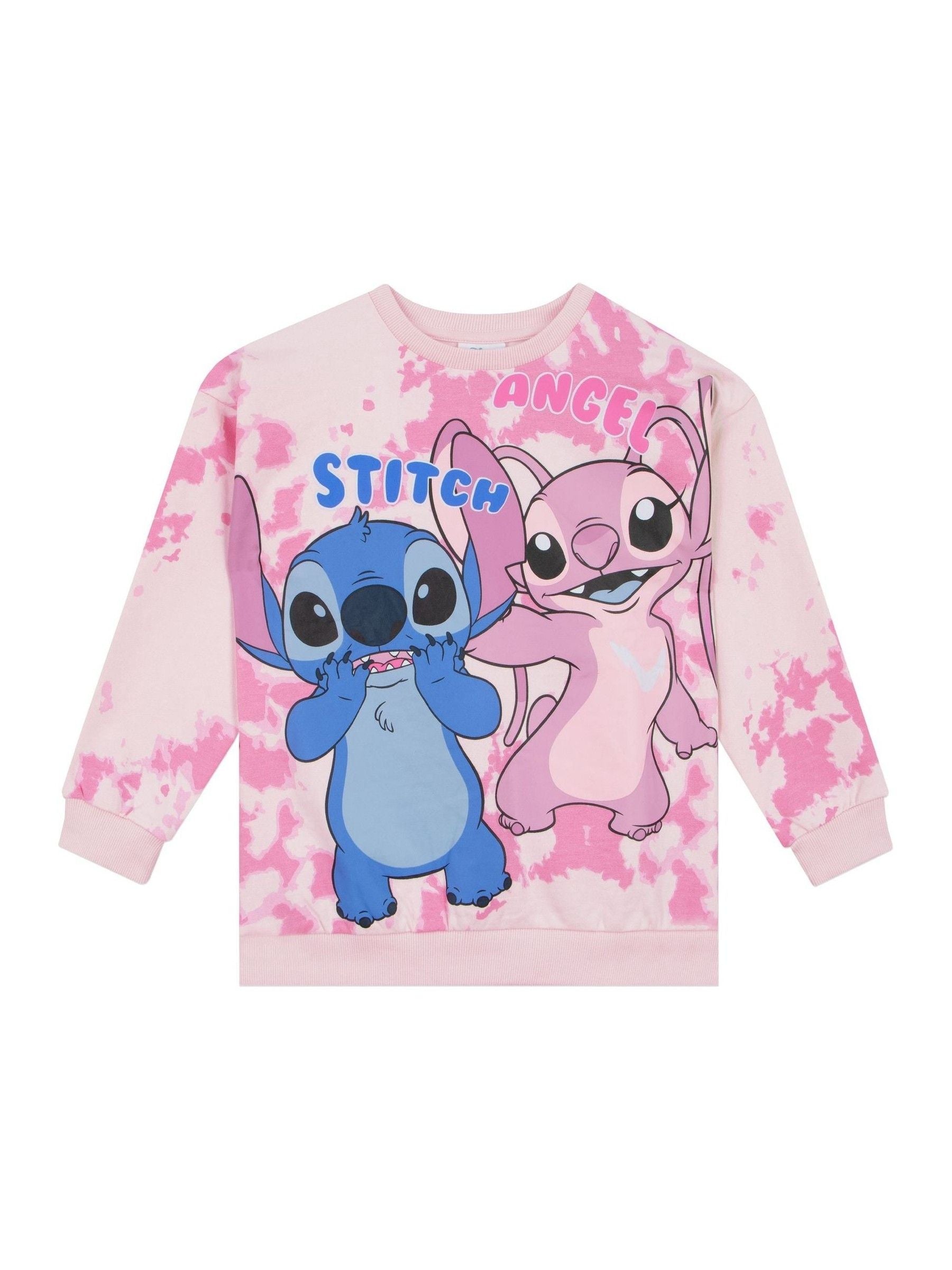 Character Pink 100% Cotton Disney Lilo and Stitch Sweatshirt And Leggings Set with Stitch And Angel image 2