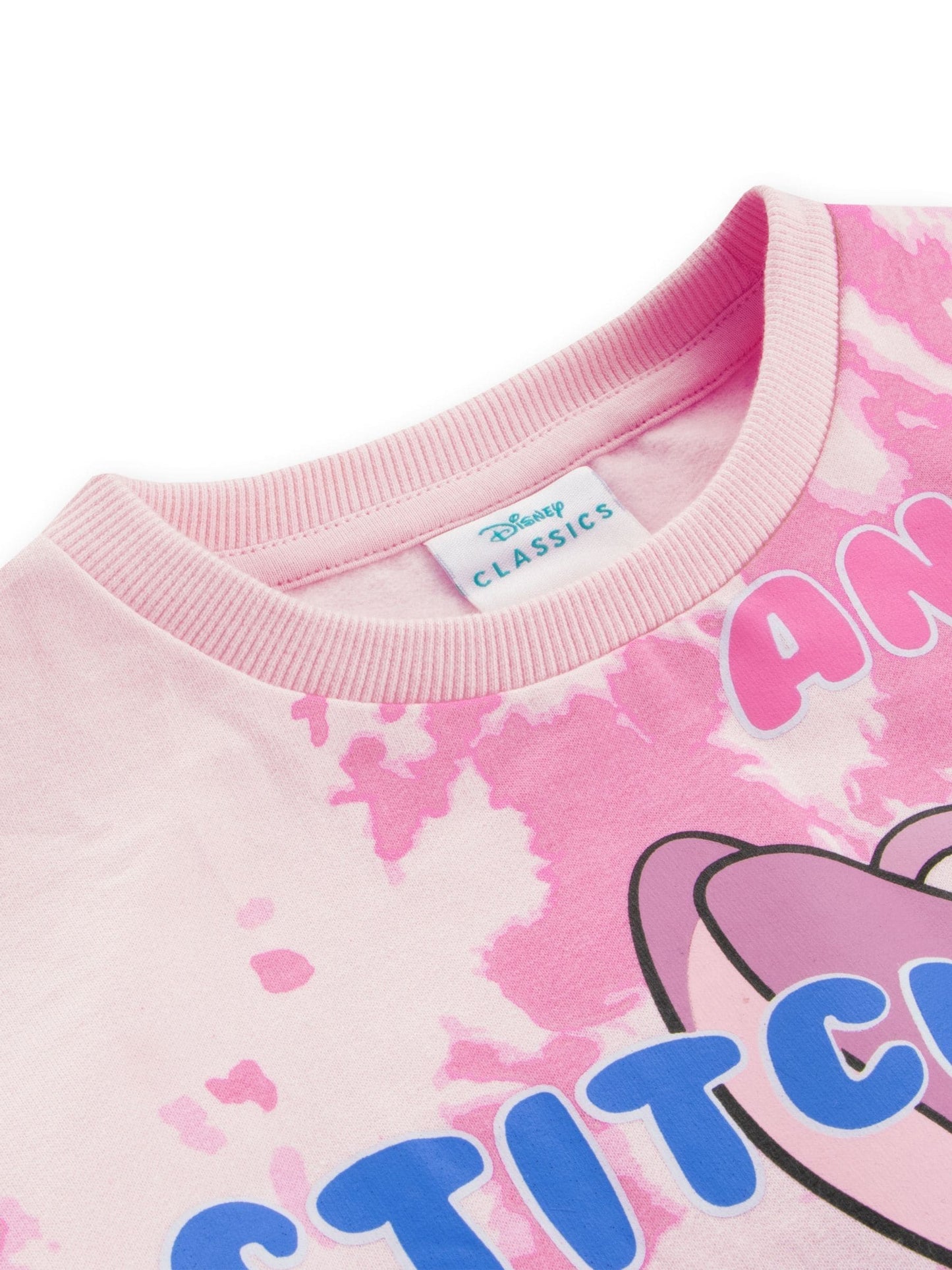 Character Pink 100% Cotton Disney Lilo and Stitch Sweatshirt And Leggings Set with Stitch And Angel image 4