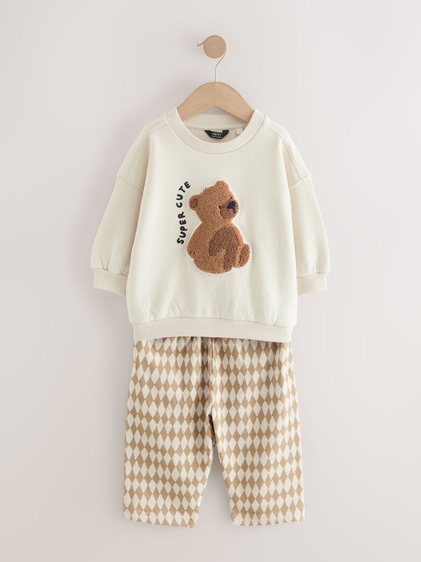Dsiney Kidz - Tan Brown/White Bear Single Sweatshirt And Stripe Joggers Set (3mths-7yrs) image 4