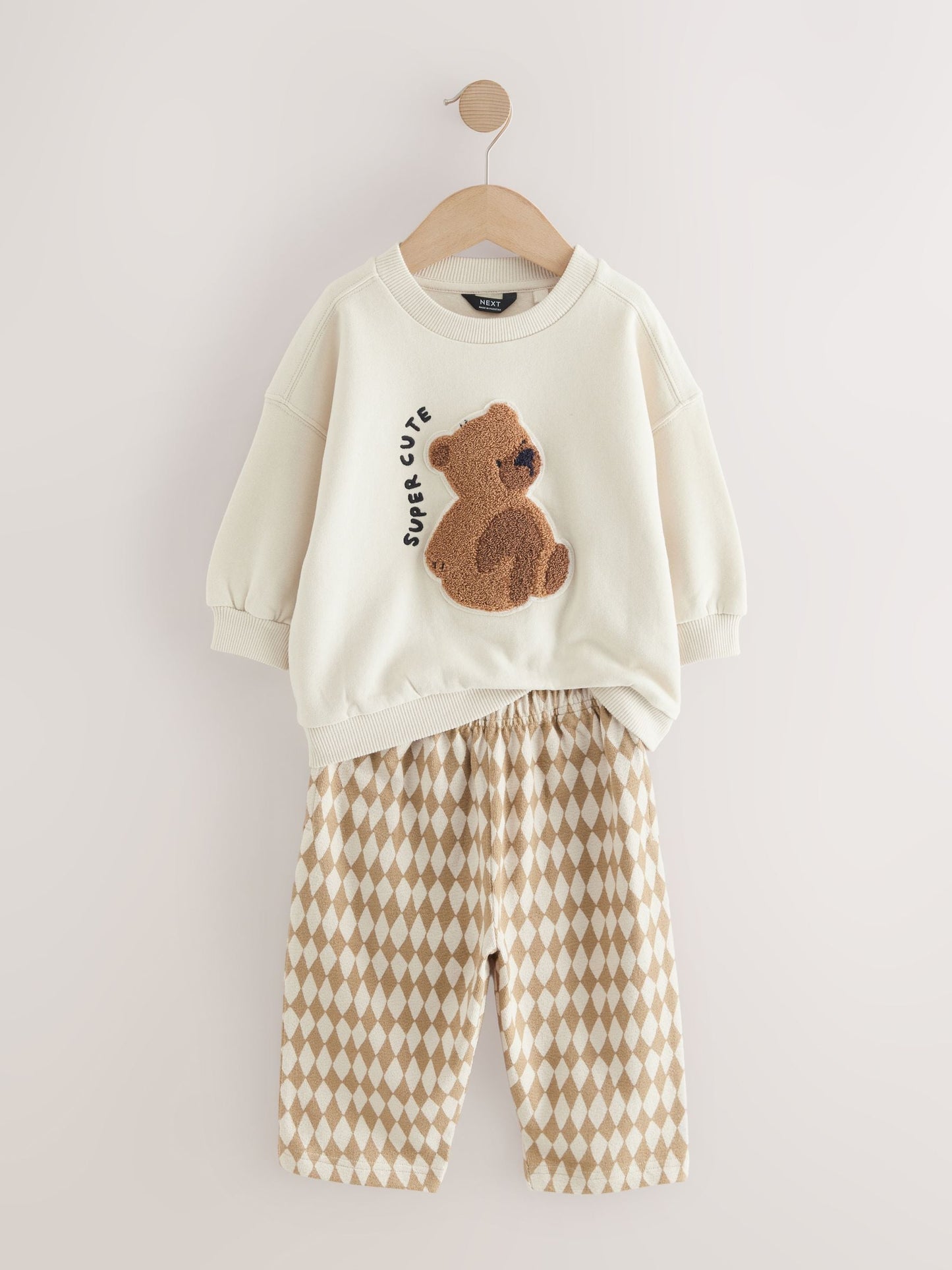 Dsiney Kidz - Tan Brown/White Bear Single Sweatshirt And Stripe Joggers Set (3mths-7yrs) image 5