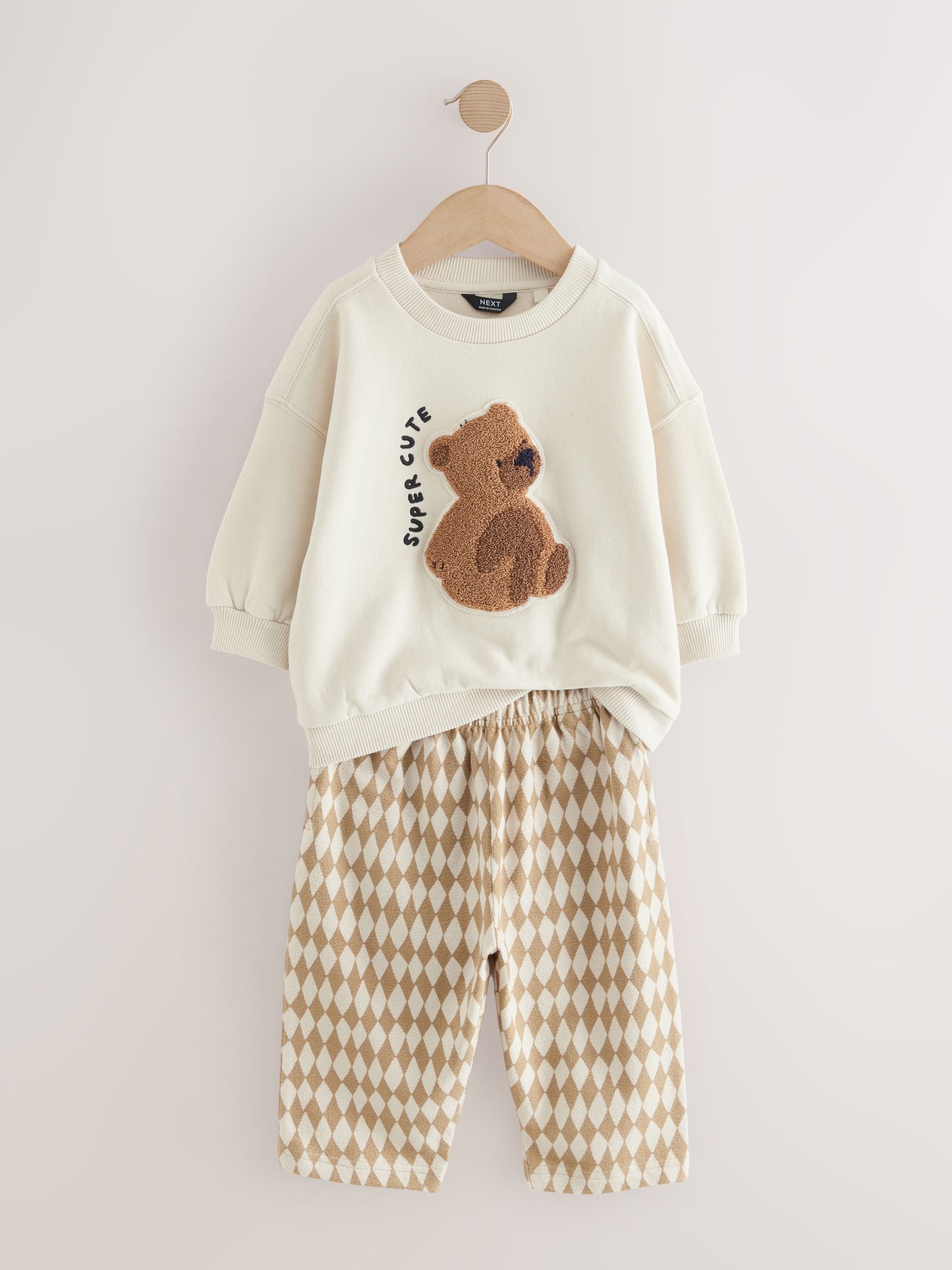 Dsiney Kidz - Tan Brown/White Bear Single Sweatshirt And Stripe Joggers Set (3mths-7yrs) image 5