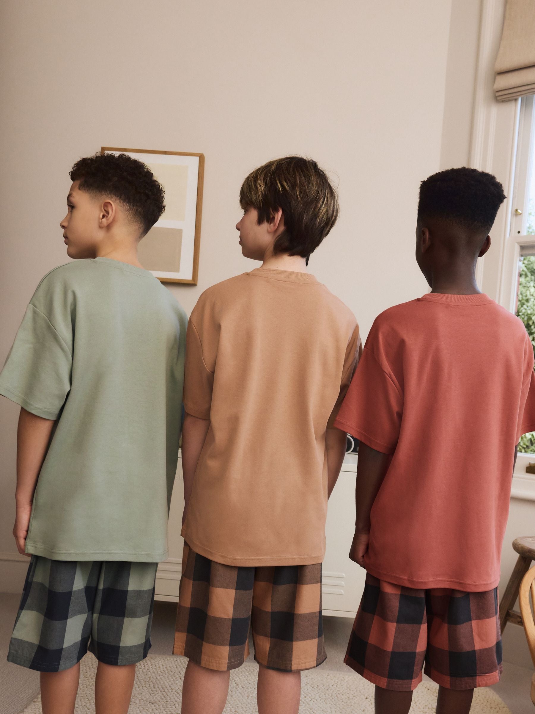 Green/Orange Woven Check Short Pyjamas 3 Pack (3-16yrs) image 4