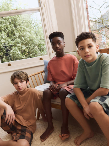 Green/Orange Woven Check Short Pyjamas 3 Pack (3-16yrs) image 5
