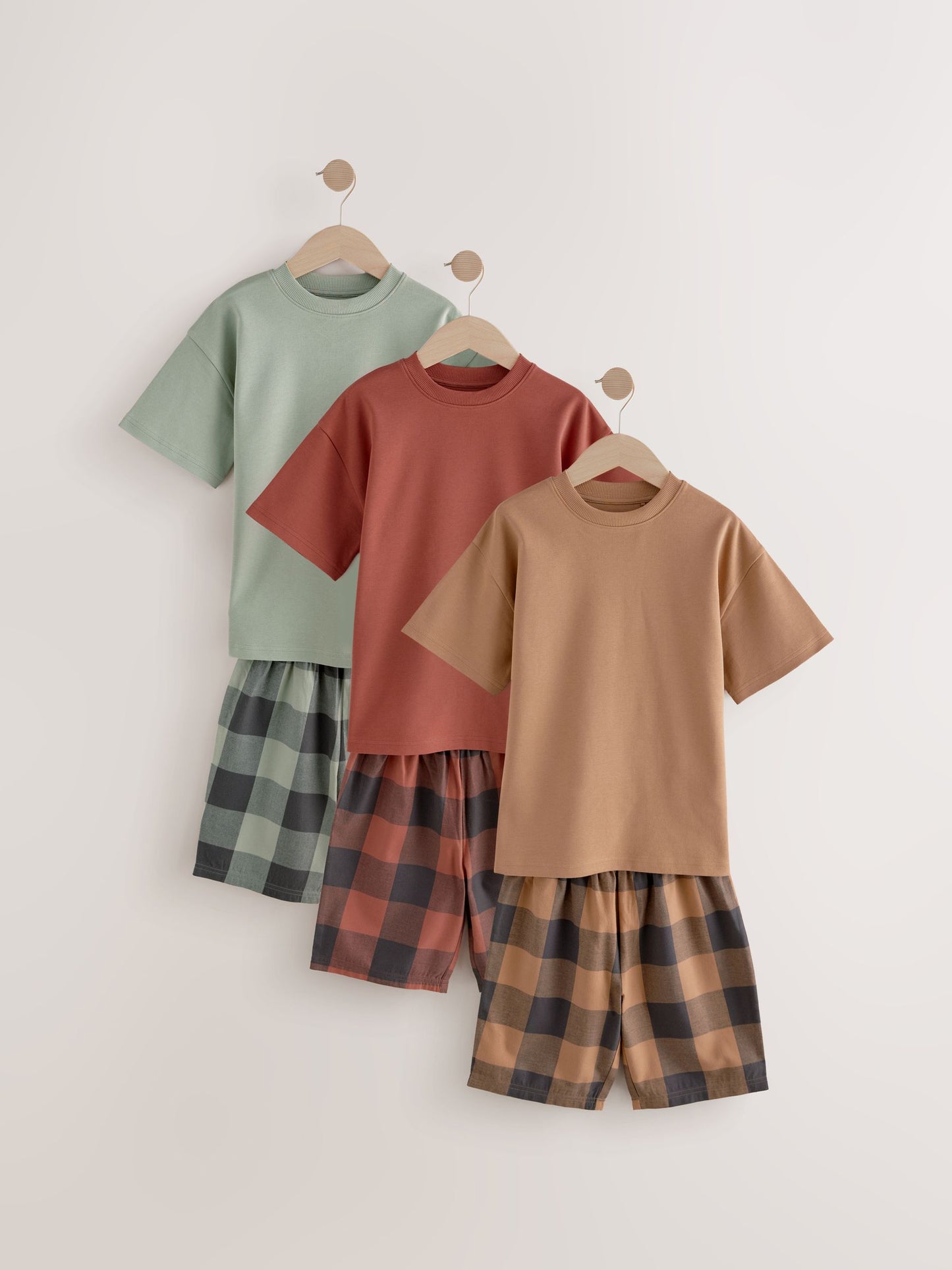 Green/Orange Woven Check Short Pyjamas 3 Pack (3-16yrs) image 7