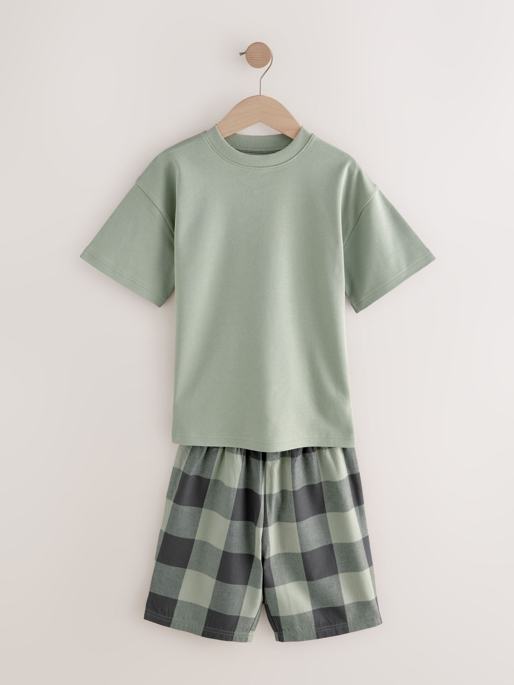 Green/Orange Woven Check Short Pyjamas 3 Pack (3-16yrs) image 8