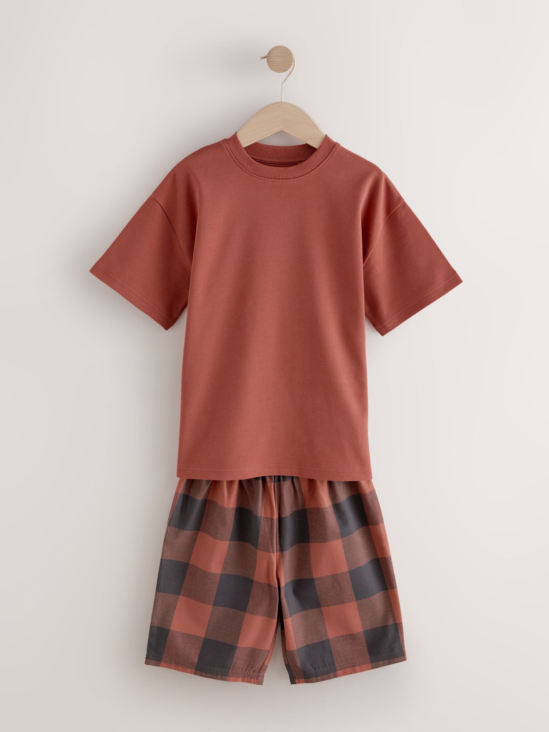 Green/Orange Woven Check Short Pyjamas 3 Pack (3-16yrs) image 10