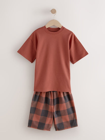 Green/Orange Woven Check Short Pyjamas 3 Pack (3-16yrs) image 10