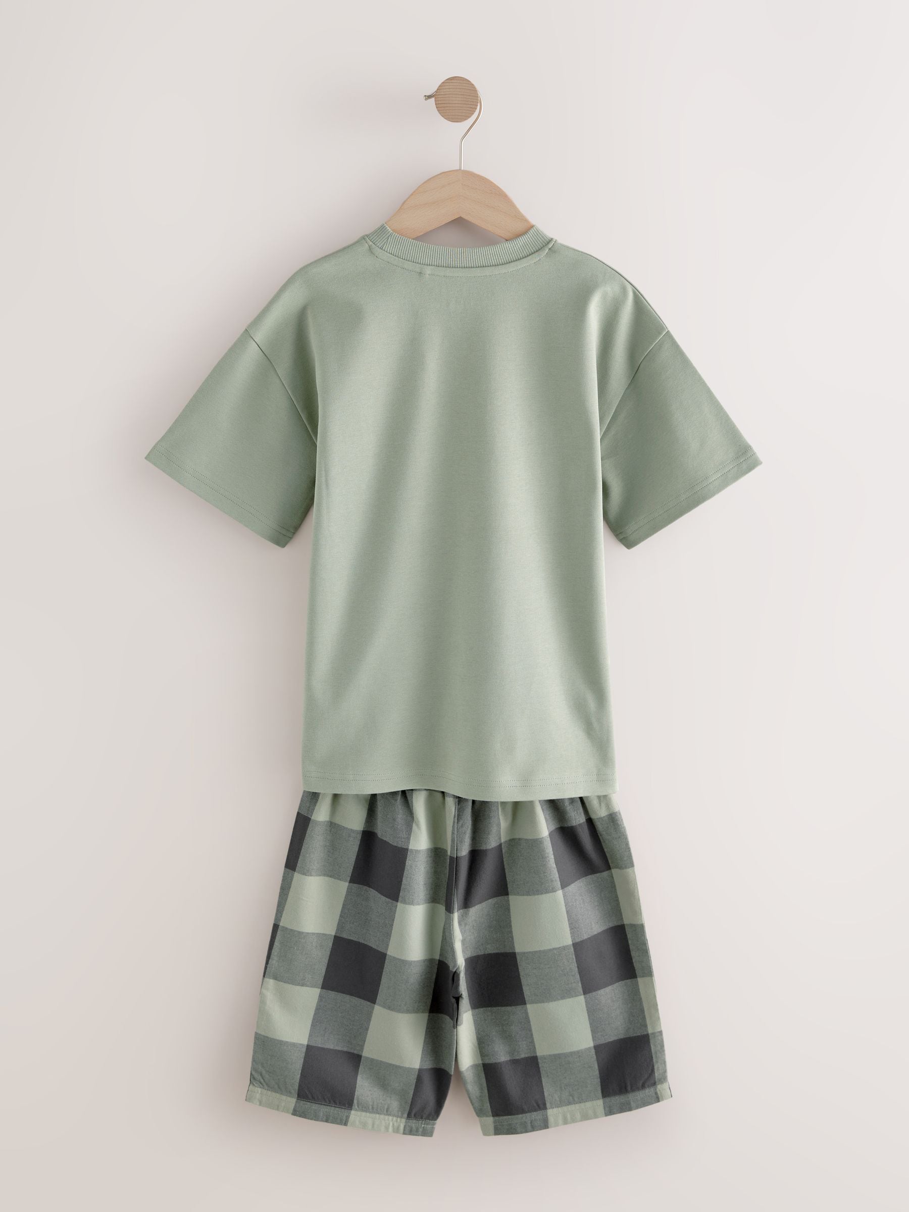 Green/Orange Woven Check Short Pyjamas 3 Pack (3-16yrs) image 11