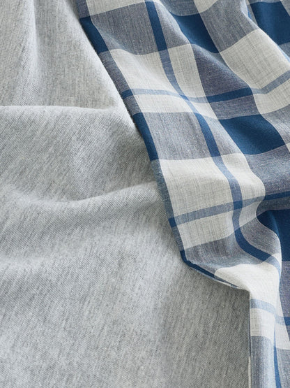 Navy Blue/ Grey 2 Pack Woven Check Oversized Pyjamas (3-16yrs) - image 10