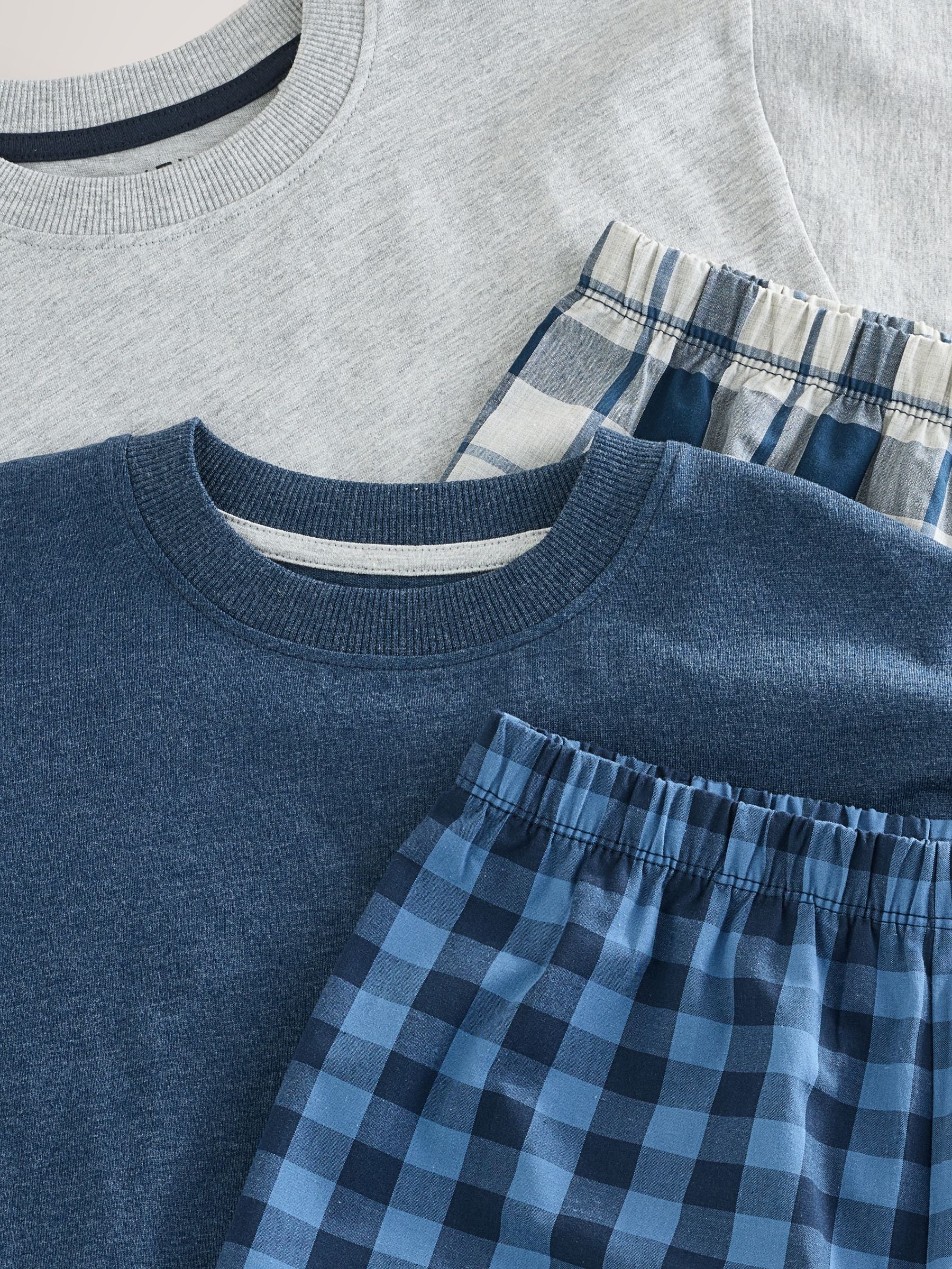 Navy Blue/ Grey 2 Pack Woven Check Oversized Pyjamas (3-16yrs) image 10