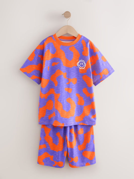 Orange/ Blue/ Grey Camouflage 100% Cotton Short Pyjamas 3 Pack (3-16yrs) image 3
