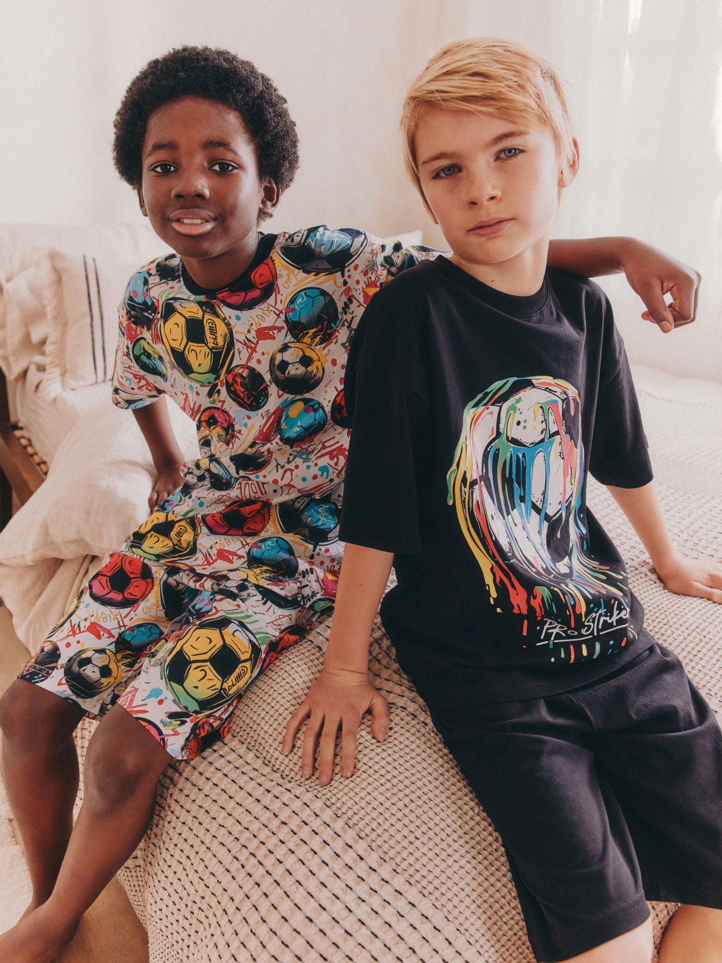 Black/ Multi Bright Football Short Pyjamas 2 Pack (3-16yrs) image 5