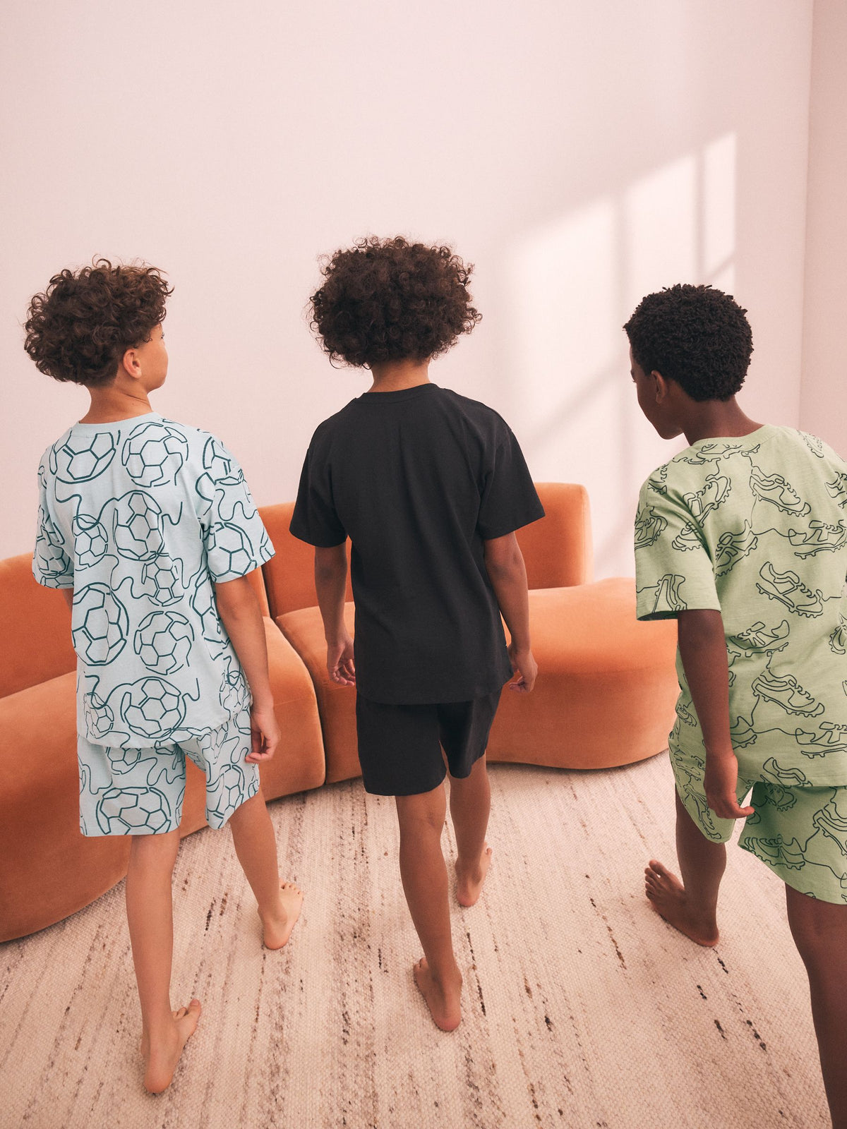 Blue/ Black/ Green Football Short Pyjamas 3 Pack (3-16yrs) - image 3