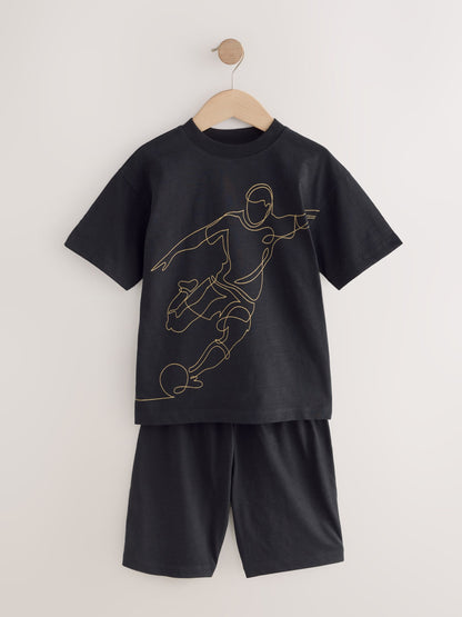 Blue/ Black/ Green Football Short Pyjamas 3 Pack (4-16yrs) image 5