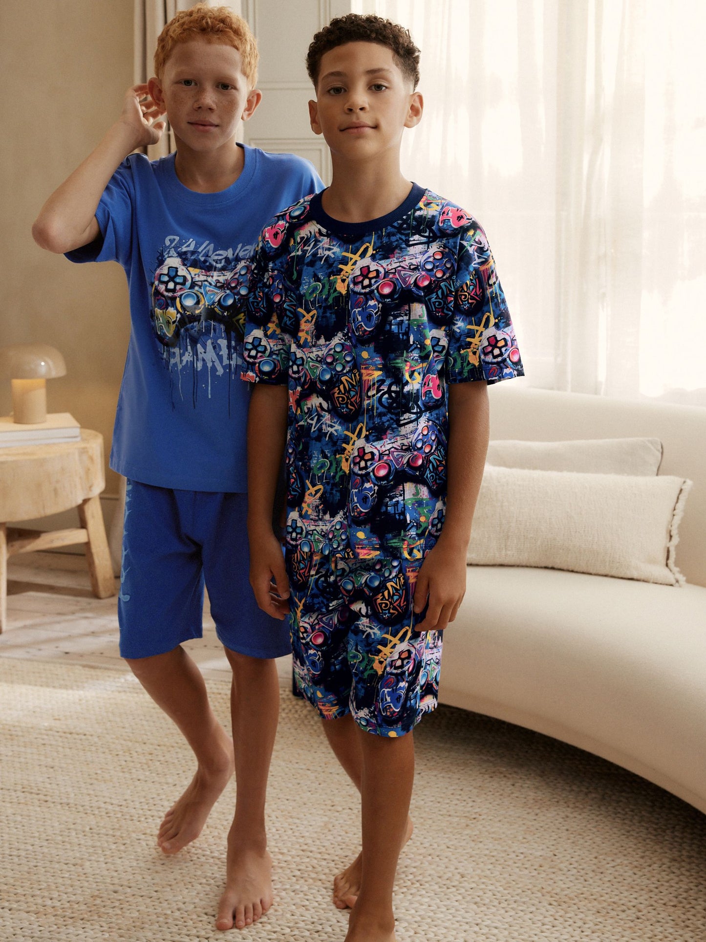 Multi Bright Graffiti Gamer Short Pyjamas 2 Pack (3-16yrs) image 1
