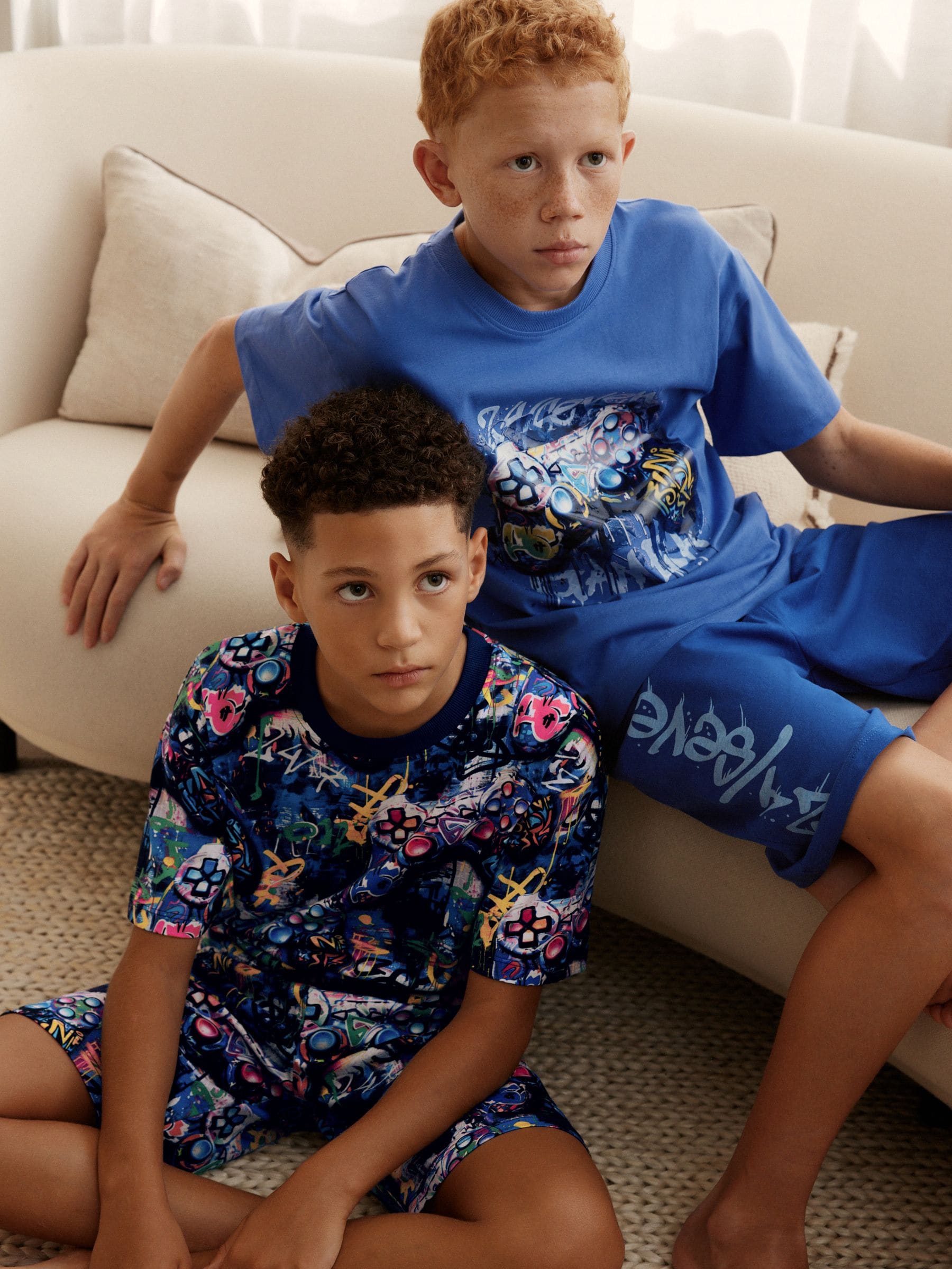 Multi Bright Graffiti Gamer Short Pyjamas 2 Pack (3-16yrs) image 8