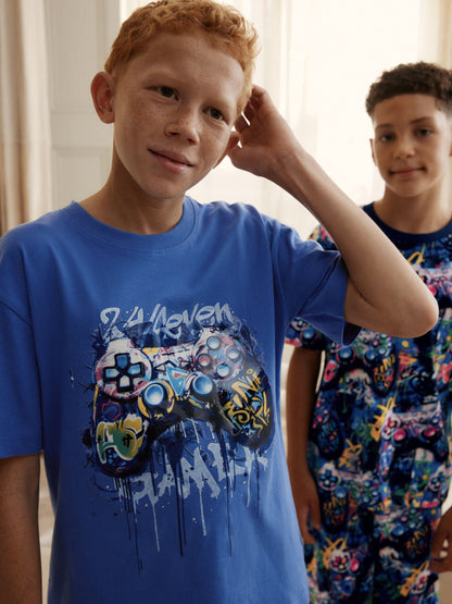 Multi Bright Graffiti Gamer Short Pyjamas 2 Pack (3-16yrs) image 10