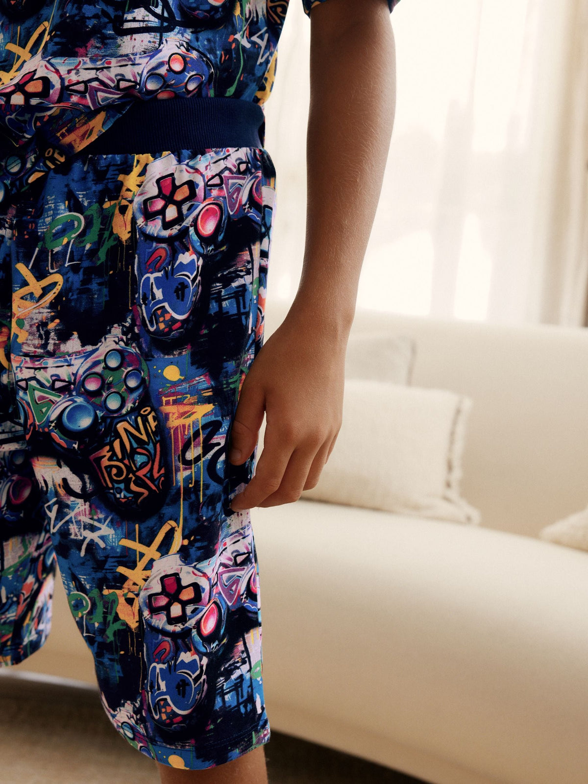 Multi Bright Graffiti Gamer Short Pyjamas 2 Pack (3-16yrs) - image 7