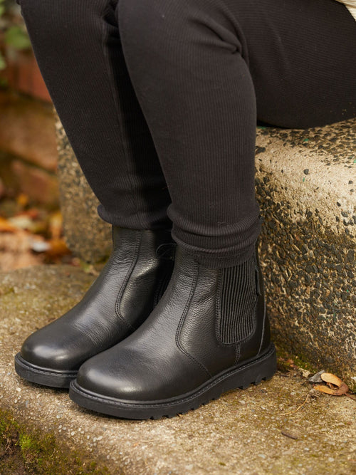 Toezone Black Lily Leather Gusset And Zip Ankle Boots image 1