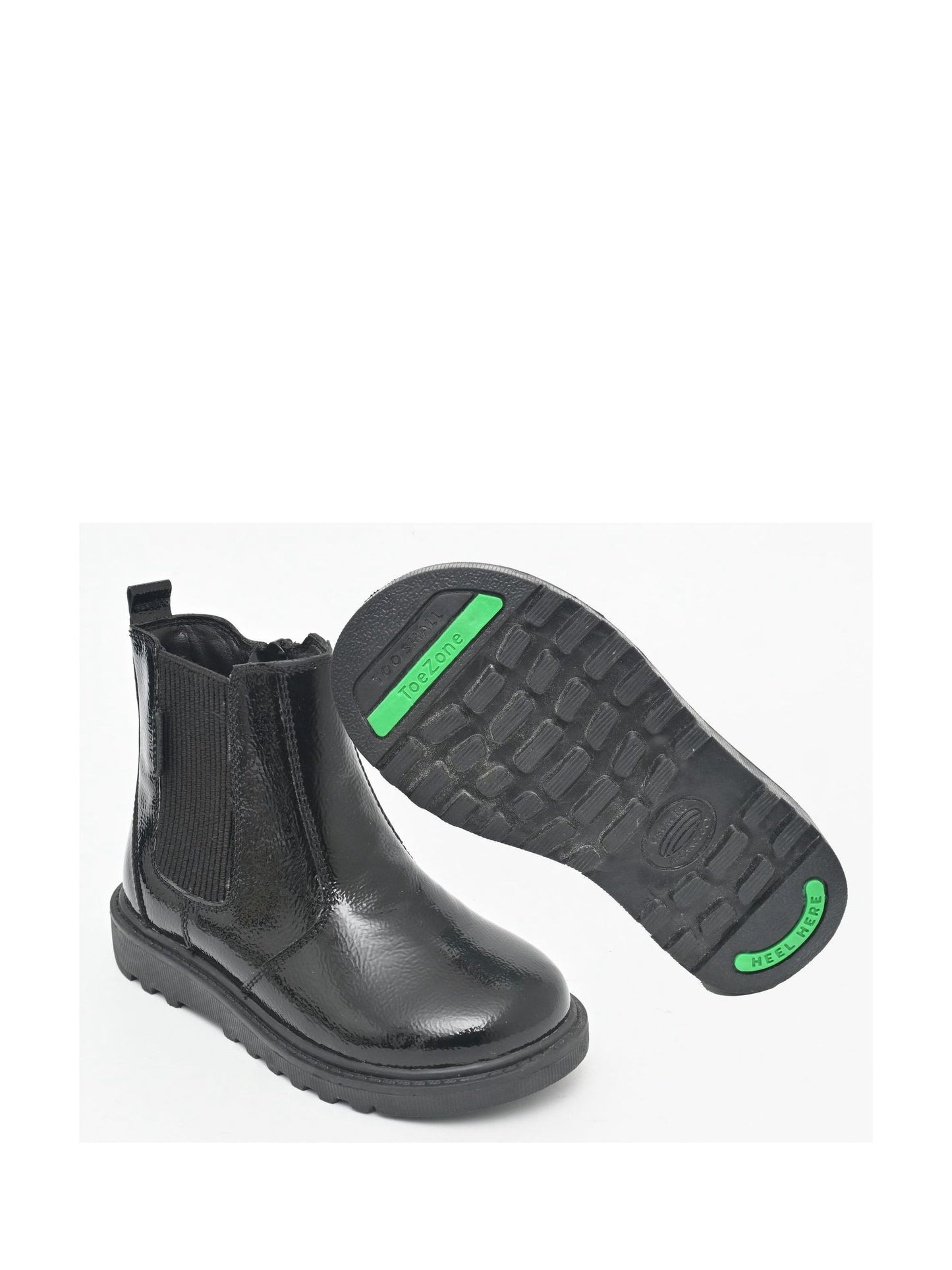 Toezone Black Amara Patent Leather Gusset And Zip Boots image 2