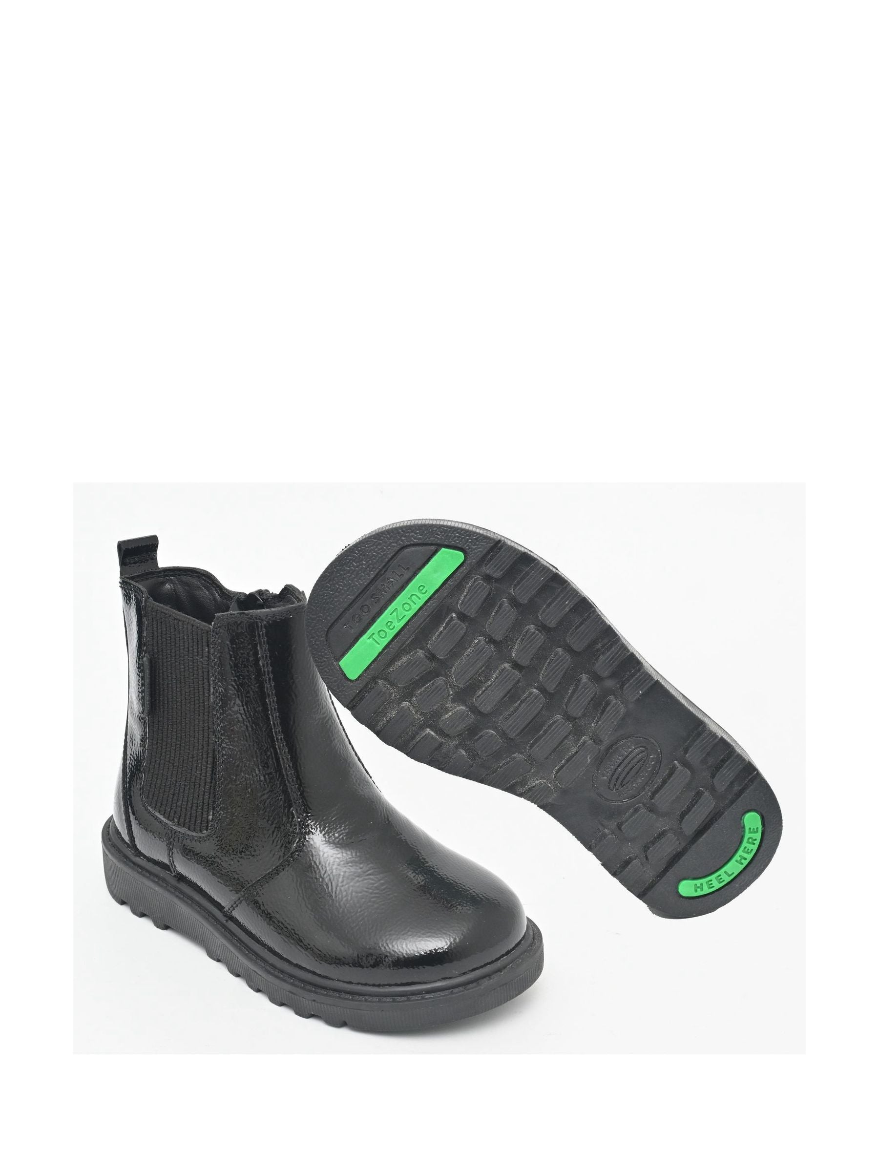 Toezone Black Amara Patent Leather Gusset And Zip Boots image 2
