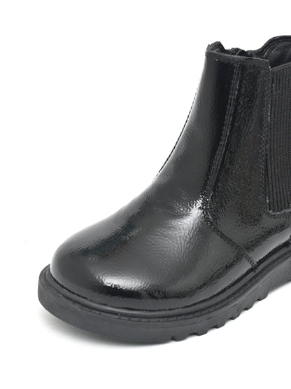 Toezone Black Amara Patent Leather Gusset And Zip Boots image 4