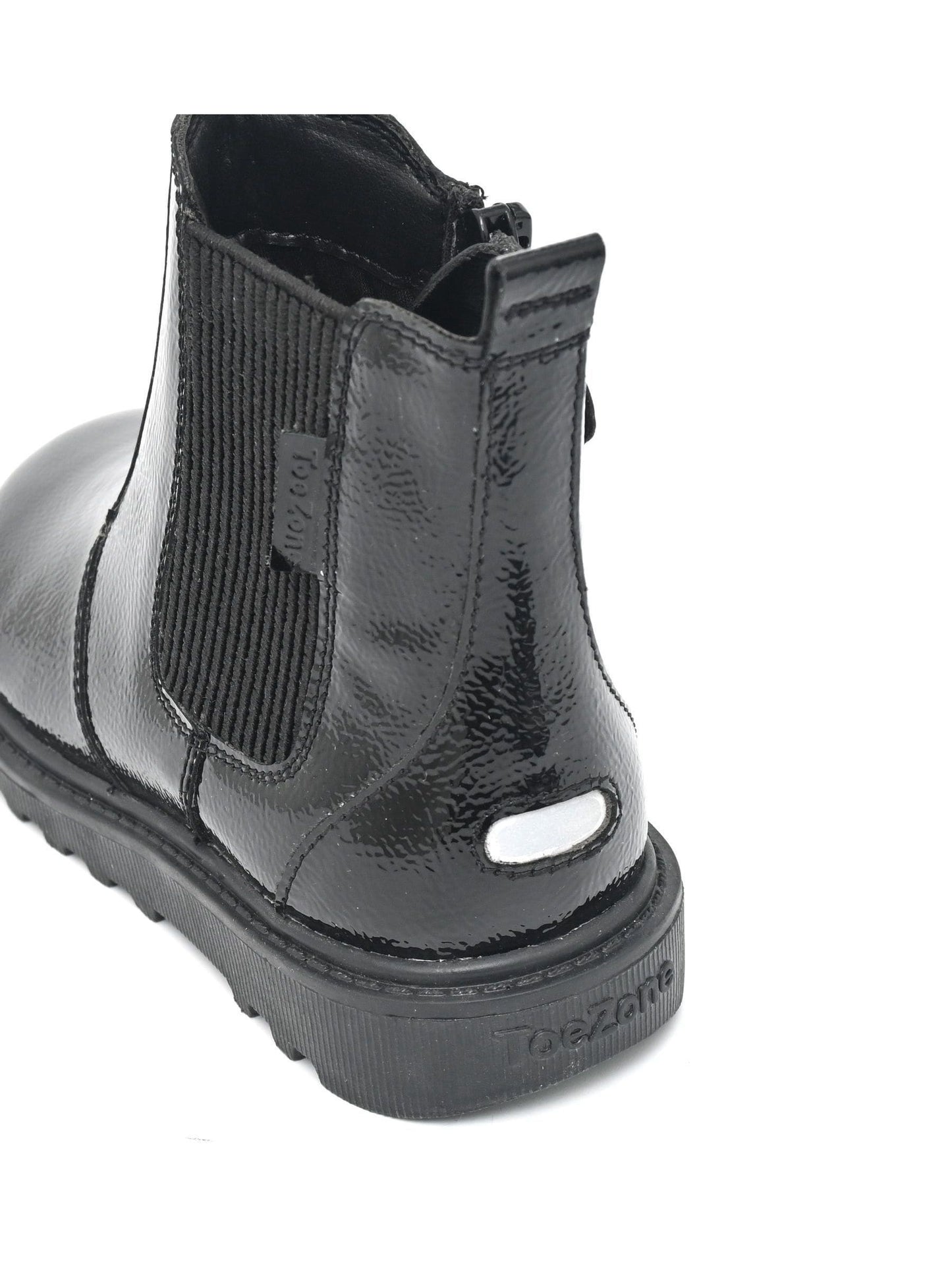 Toezone Black Amara Patent Leather Gusset And Zip Boots image 5